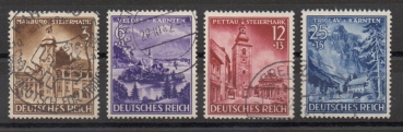 Michel Nr. 806 - 809, Eingliederung von Teilgebieten Österreichs u. Slowenien gestempelt.